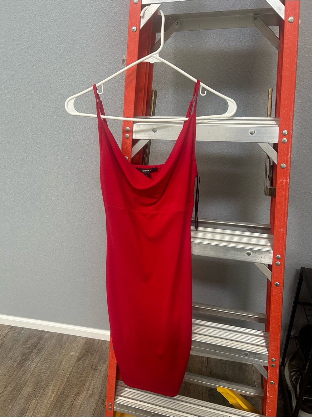 Forever 21 Red Cowl Neck Midi Slip Dress
